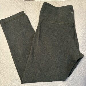 LULULEMON Cropped Yoga Leggings Heather Green Cotton Blend Crop Capris Barre